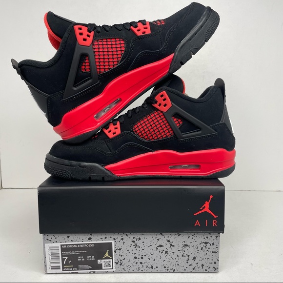 Nike Air Jordan 4 Retro GS “Red Thunder/Crimson” NEW 2022 - Picture 3 of 4